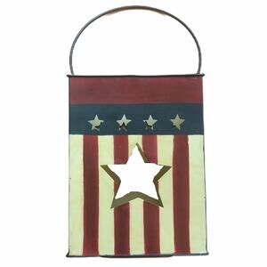 Russ Handpainted Patriotic Metal Tea Light Holder